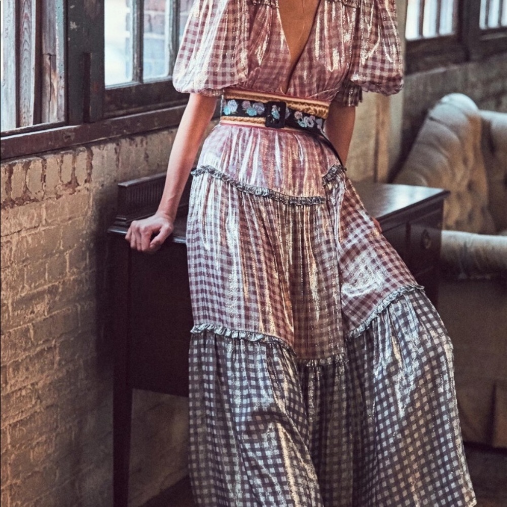 Stunning Love Shack Fancy gingham wrap dress